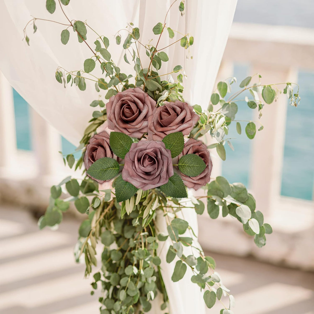 50Pcs Rose Artificial Flowers, lavender Fake Roses for Decorations, Light Purple Foam Fake Flowers with Stems DIY Wedding Bouquet Bridal Shower Centerpieces Floral Arrangement Party Home Decor