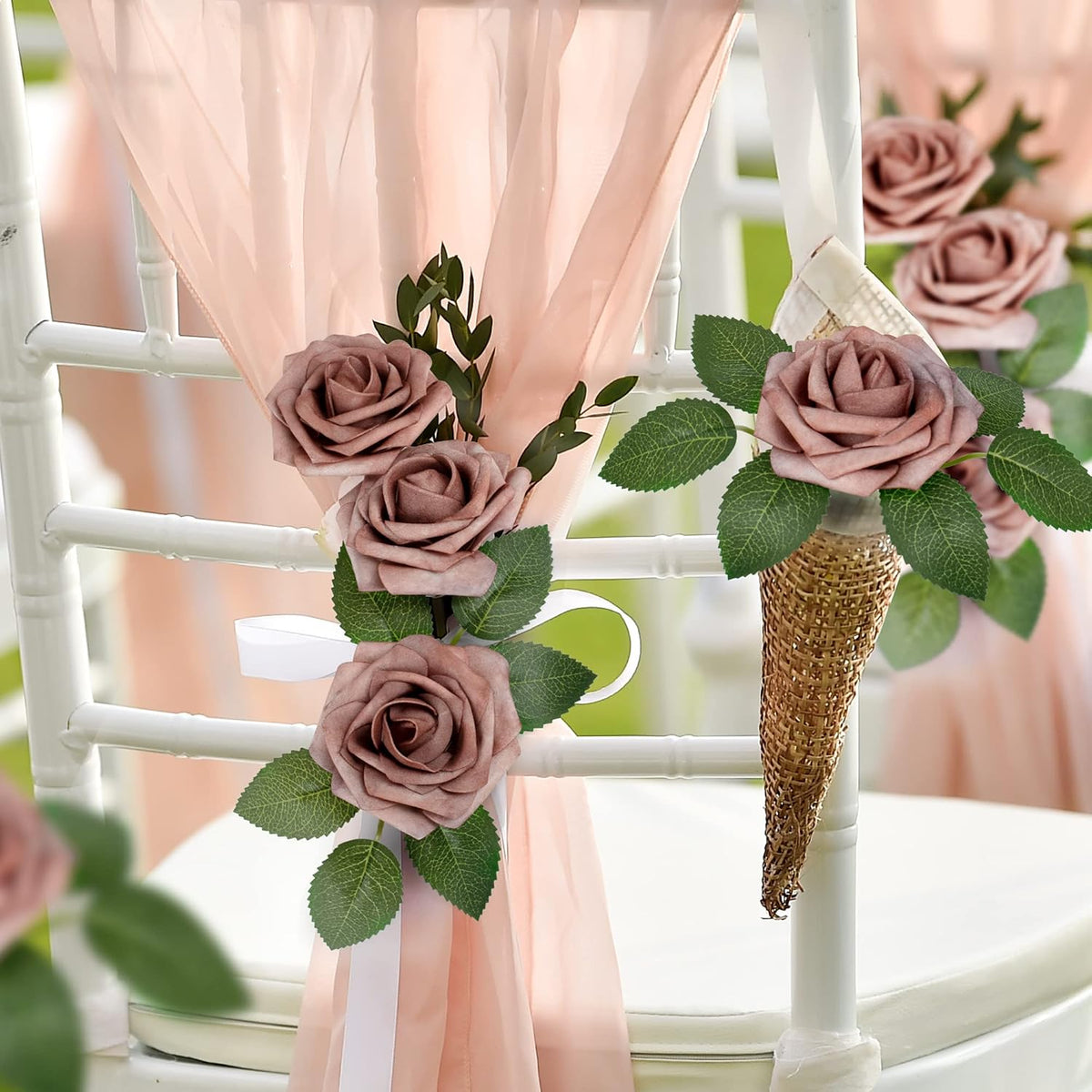 50Pcs Rose Artificial Flowers, lavender Fake Roses for Decorations, Light Purple Foam Fake Flowers with Stems DIY Wedding Bouquet Bridal Shower Centerpieces Floral Arrangement Party Home Decor