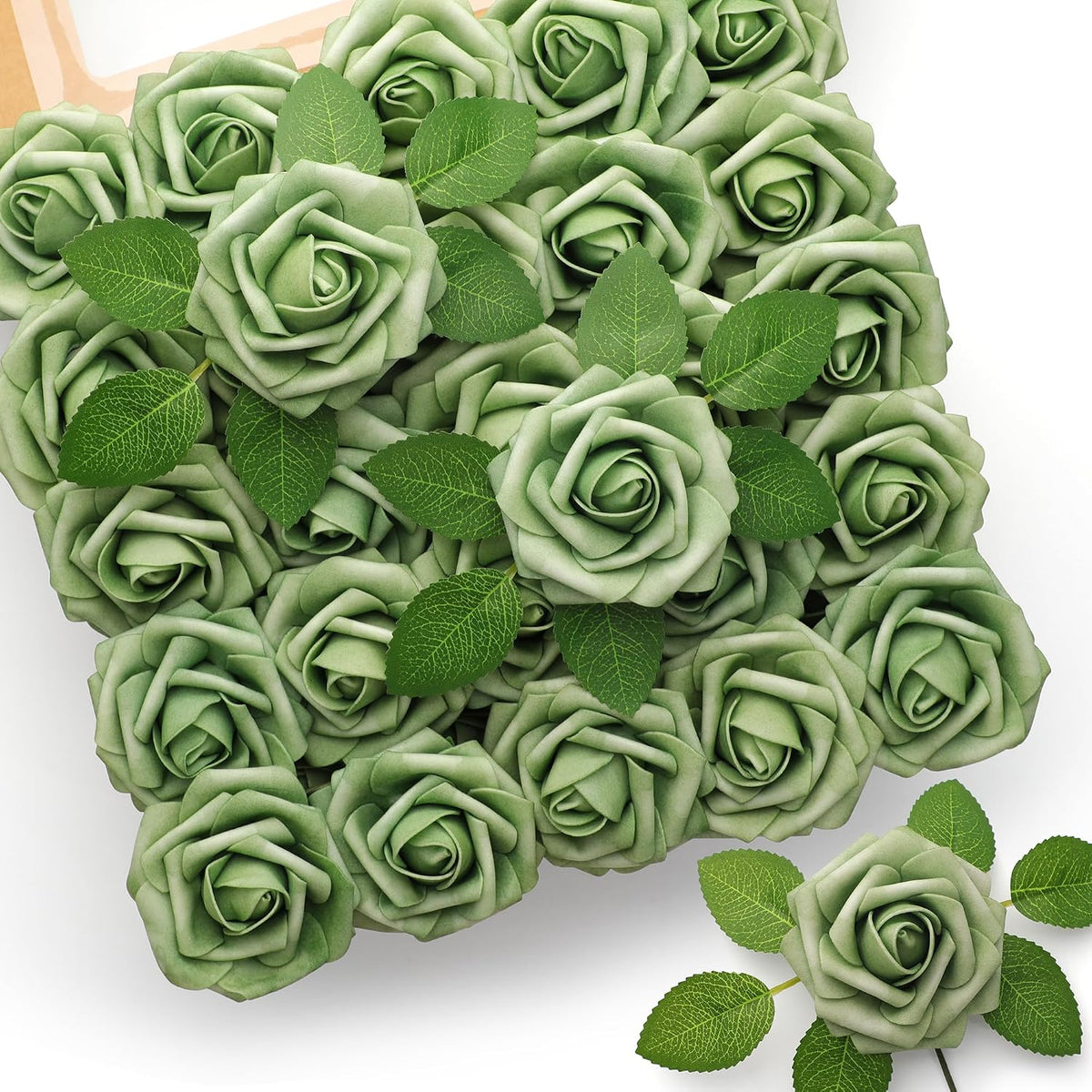 50Pcs Rose Artificial Flowers, lavender Fake Roses for Decorations, Light Purple Foam Fake Flowers with Stems DIY Wedding Bouquet Bridal Shower Centerpieces Floral Arrangement Party Home Decor