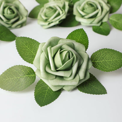 50Pcs Rose Artificial Flowers, lavender Fake Roses for Decorations, Light Purple Foam Fake Flowers with Stems DIY Wedding Bouquet Bridal Shower Centerpieces Floral Arrangement Party Home Decor