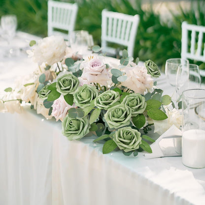 50Pcs Rose Artificial Flowers, lavender Fake Roses for Decorations, Light Purple Foam Fake Flowers with Stems DIY Wedding Bouquet Bridal Shower Centerpieces Floral Arrangement Party Home Decor