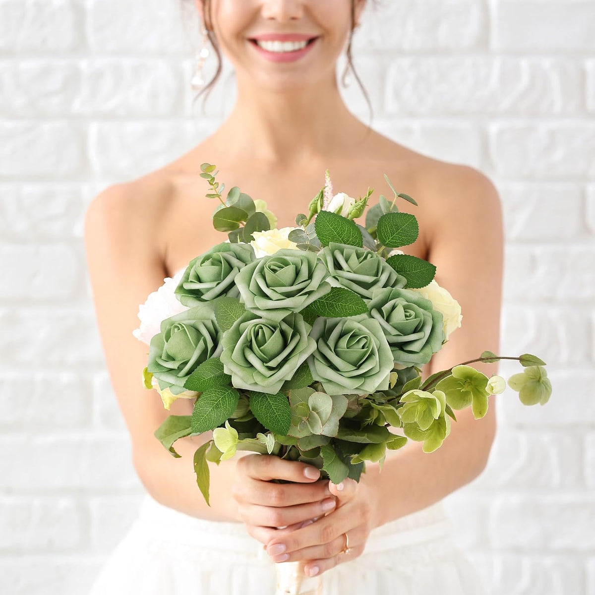 50Pcs Rose Artificial Flowers, lavender Fake Roses for Decorations, Light Purple Foam Fake Flowers with Stems DIY Wedding Bouquet Bridal Shower Centerpieces Floral Arrangement Party Home Decor