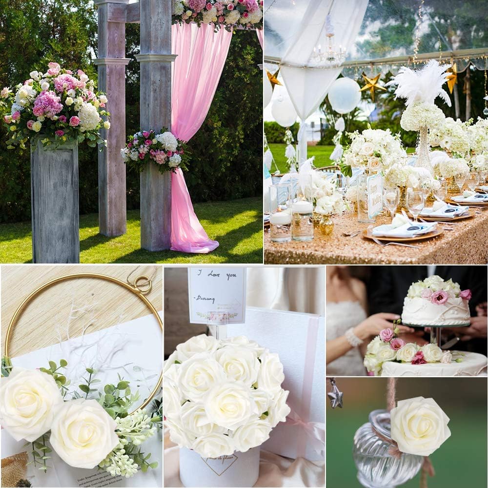 50Pcs Rose Artificial Flowers, lavender Fake Roses for Decorations, Light Purple Foam Fake Flowers with Stems DIY Wedding Bouquet Bridal Shower Centerpieces Floral Arrangement Party Home Decor