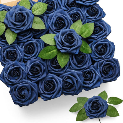 50Pcs Rose Artificial Flowers, lavender Fake Roses for Decorations, Light Purple Foam Fake Flowers with Stems DIY Wedding Bouquet Bridal Shower Centerpieces Floral Arrangement Party Home Decor