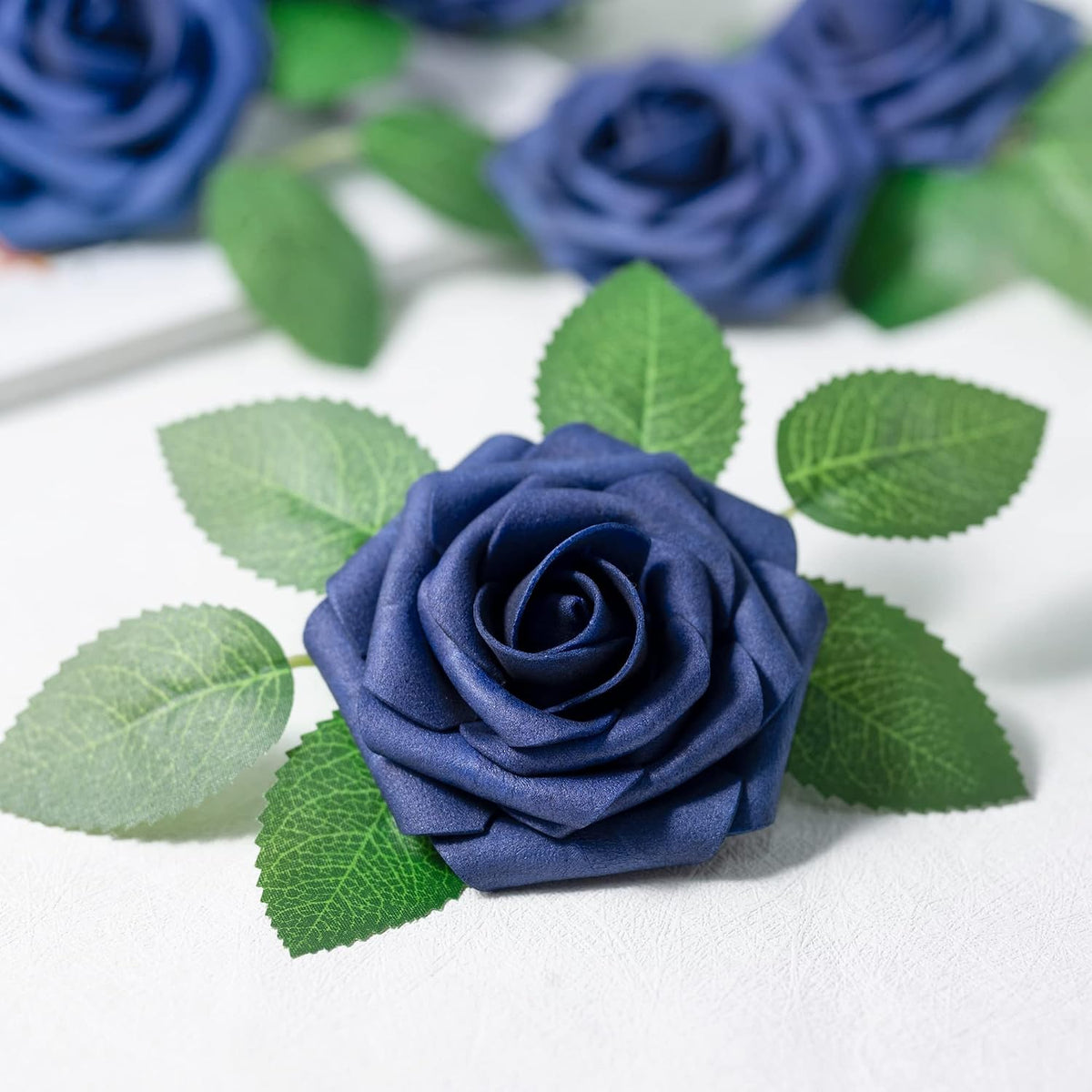 50Pcs Rose Artificial Flowers, lavender Fake Roses for Decorations, Light Purple Foam Fake Flowers with Stems DIY Wedding Bouquet Bridal Shower Centerpieces Floral Arrangement Party Home Decor