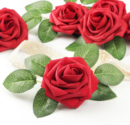 50Pcs Rose Artificial Flowers, lavender Fake Roses for Decorations, Light Purple Foam Fake Flowers with Stems DIY Wedding Bouquet Bridal Shower Centerpieces Floral Arrangement Party Home Decor