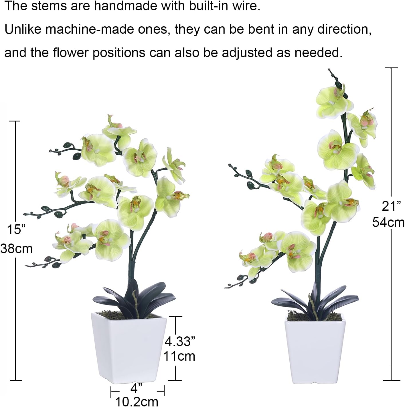 15" Tall Artificial Silk Phalaenopsis Orchid Flower Plant Pot Arrangements (Dark Purple)