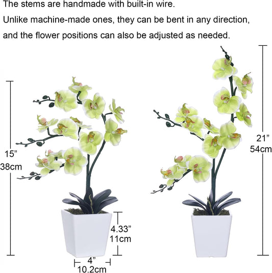 15" Tall Artificial Silk Phalaenopsis Orchid Flower Plant Pot Arrangements (Dark Purple)