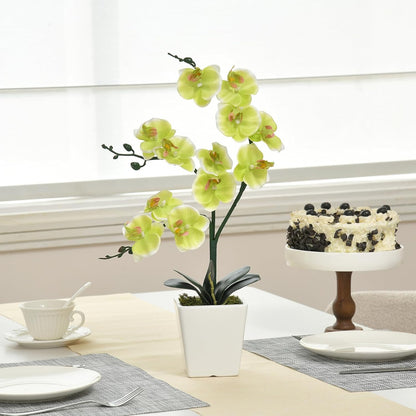 15" Tall Artificial Silk Phalaenopsis Orchid Flower Plant Pot Arrangements (Dark Purple)