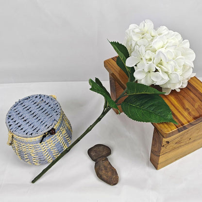 5 Pcs White Hydrangea Artificial Flowers, 21'' Faux Hydrangea with Stems