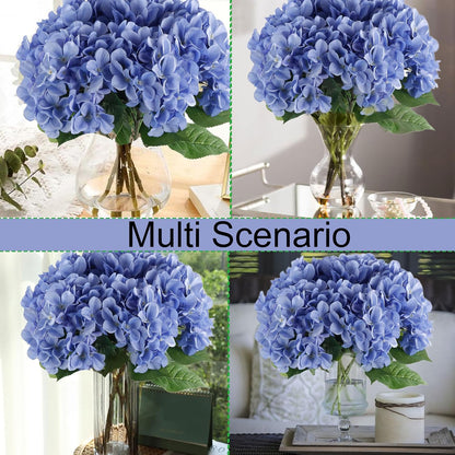 5 Pcs White Hydrangea Artificial Flowers, 21'' Faux Hydrangea with Stems