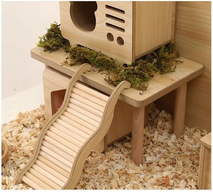 Hamster Play Wooden Platform, Gerbil Cage Waterproof Wood Stand