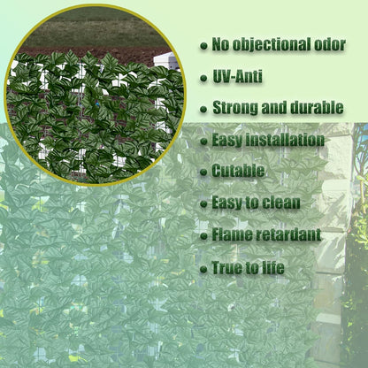 60"x128" (53.5 Sqft), Artificial Ivy Vine Privacy Fence Screen Roll