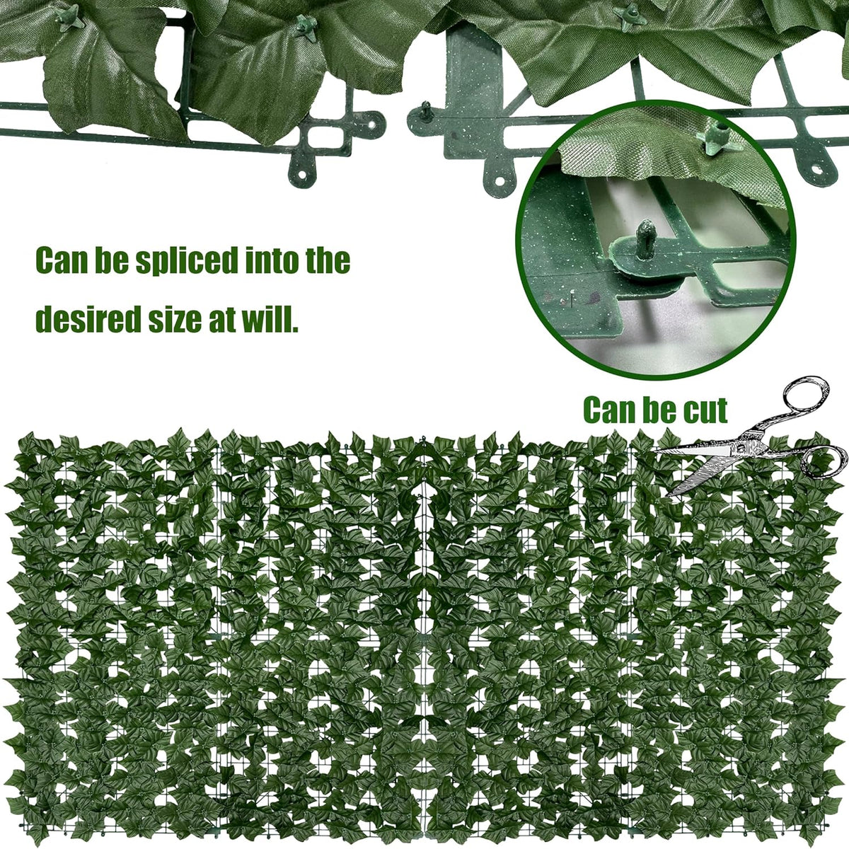 60"x128" (53.5 Sqft), Artificial Ivy Vine Privacy Fence Screen Roll