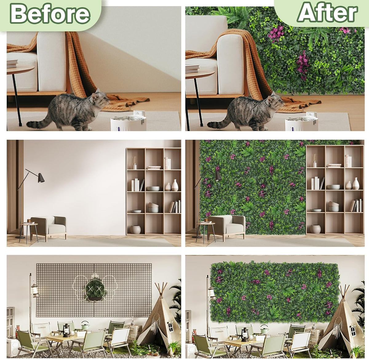 60"x128" (53.5 Sqft), Artificial Ivy Vine Privacy Fence Screen Roll