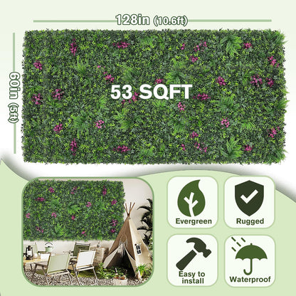 60"x128" (53.5 Sqft), Artificial Ivy Vine Privacy Fence Screen Roll