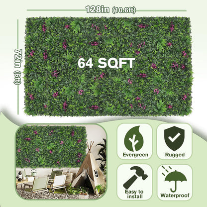 60"x128" (53.5 Sqft), Artificial Ivy Vine Privacy Fence Screen Roll