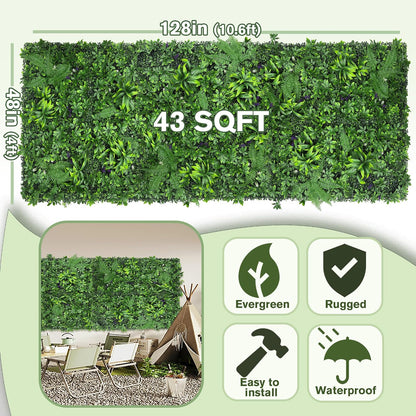 60"x128" (53.5 Sqft), Artificial Ivy Vine Privacy Fence Screen Roll