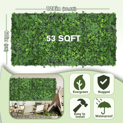 60"x128" (53.5 Sqft), Artificial Ivy Vine Privacy Fence Screen Roll