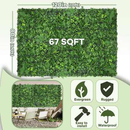 60"x128" (53.5 Sqft), Artificial Ivy Vine Privacy Fence Screen Roll