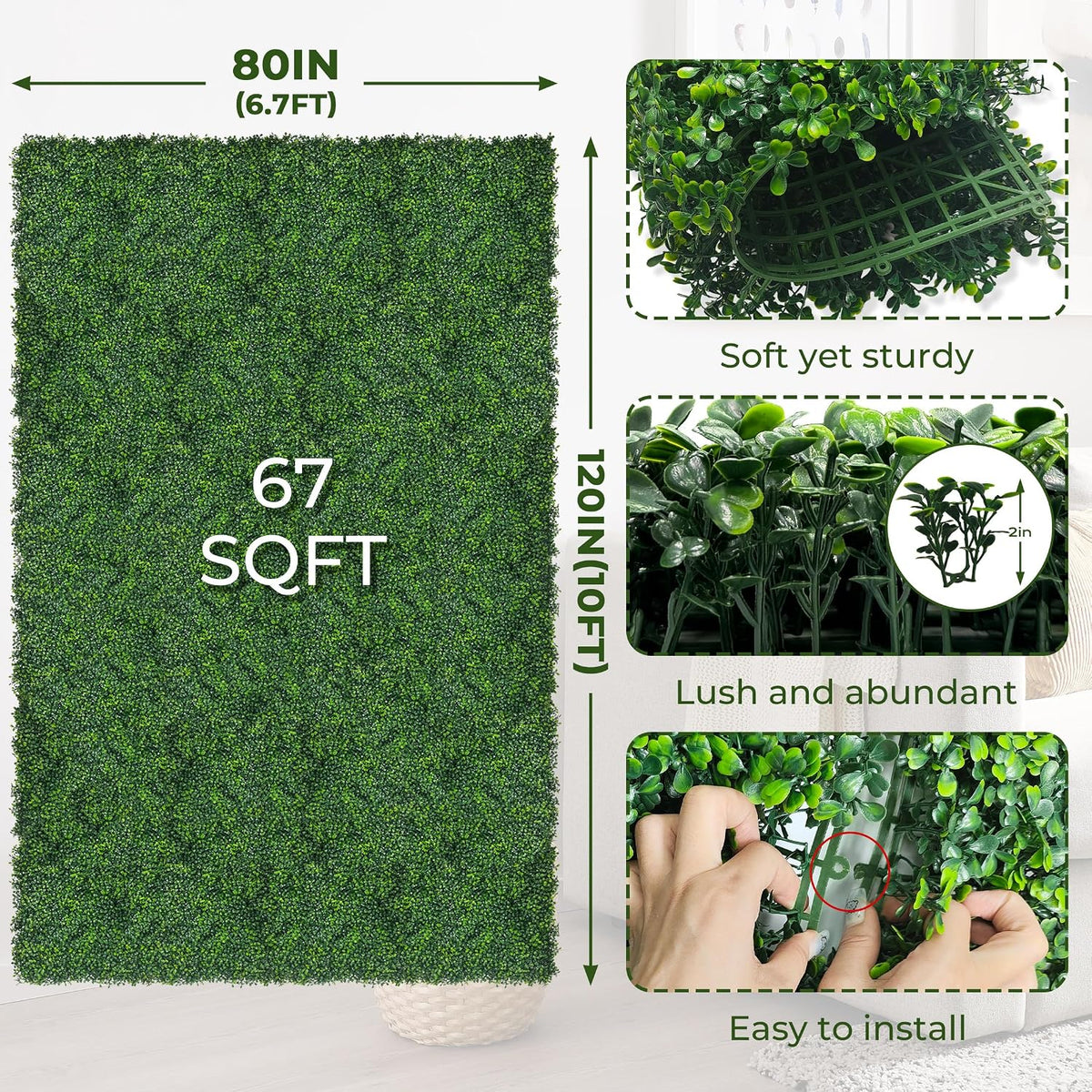 60"x128" (53.5 Sqft), Artificial Ivy Vine Privacy Fence Screen Roll