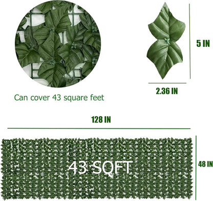 60"x128" (53.5 Sqft), Artificial Ivy Vine Privacy Fence Screen Roll
