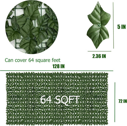 60"x128" (53.5 Sqft), Artificial Ivy Vine Privacy Fence Screen Roll
