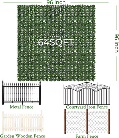60"x128" (53.5 Sqft), Artificial Ivy Vine Privacy Fence Screen Roll