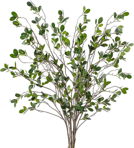 43’’ Artificial Ficus Branches Faux Leaf Spray Green Eucalyptus Branches Artificial Greenery Stems Fake Ficus Twig Plants for Home Office Wedding Vase Filler Shop Decoration