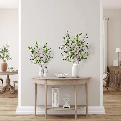 43’’ Artificial Ficus Branches Faux Leaf Spray Green Eucalyptus Branches Artificial Greenery Stems Fake Ficus Twig Plants for Home Office Wedding Vase Filler Shop Decoration