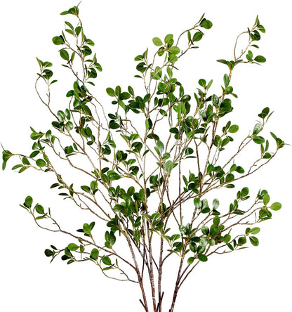 43’’ Artificial Ficus Branches Faux Leaf Spray Green Eucalyptus Branches Artificial Greenery Stems Fake Ficus Twig Plants for Home Office Wedding Vase Filler Shop Decoration