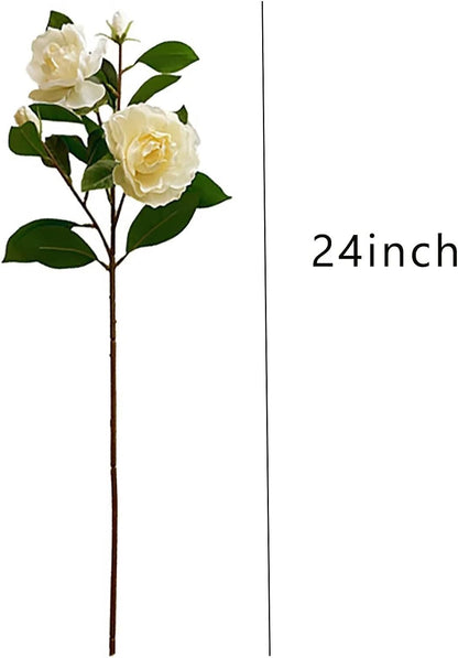 4Pcs Artificial Gardenia Flowers White Gardenia Flowers with Stems Real Looking Gardenia Fake Flowers Faux Gardenia Flowers Bouquet for Wedding Party Home Office Decor