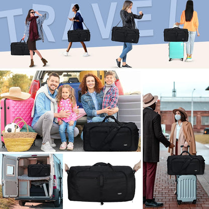 65L Duffle Bag Foldable Travel Duffel Bags for Men Women Travel Bag | Shoes Compartment, 65L Large Capacity, Foldable, Packable, Water Repellent, Tear Resistant, for Traveling Gym Overnight Camp