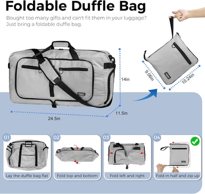 65L Duffle Bag Foldable Travel Duffel Bags for Men Women Travel Bag | Shoes Compartment, 65L Large Capacity, Foldable, Packable, Water Repellent, Tear Resistant, for Traveling Gym Overnight Camp
