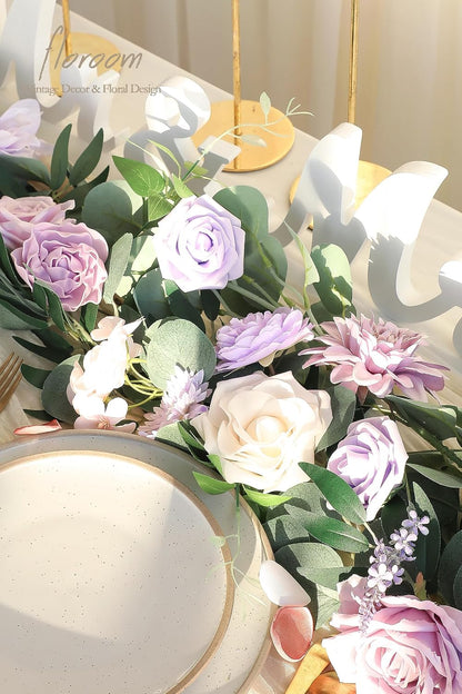 Lavender Violet Lilac Artificial Flowers Fake Roses Peonies Dahlias Greenery Combo Box Set for DIY Purple Wedding Bouquets Bridal Shower Centerpieces Floral Arrangements Party Table Decoration