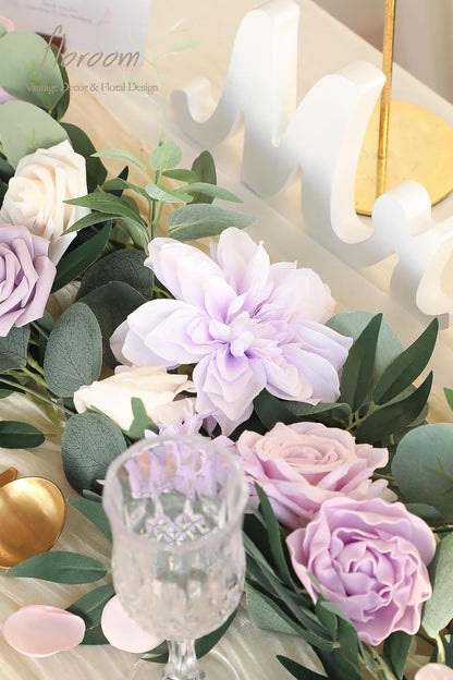 Lavender Violet Lilac Artificial Flowers Fake Roses Peonies Dahlias Greenery Combo Box Set for DIY Purple Wedding Bouquets Bridal Shower Centerpieces Floral Arrangements Party Table Decoration