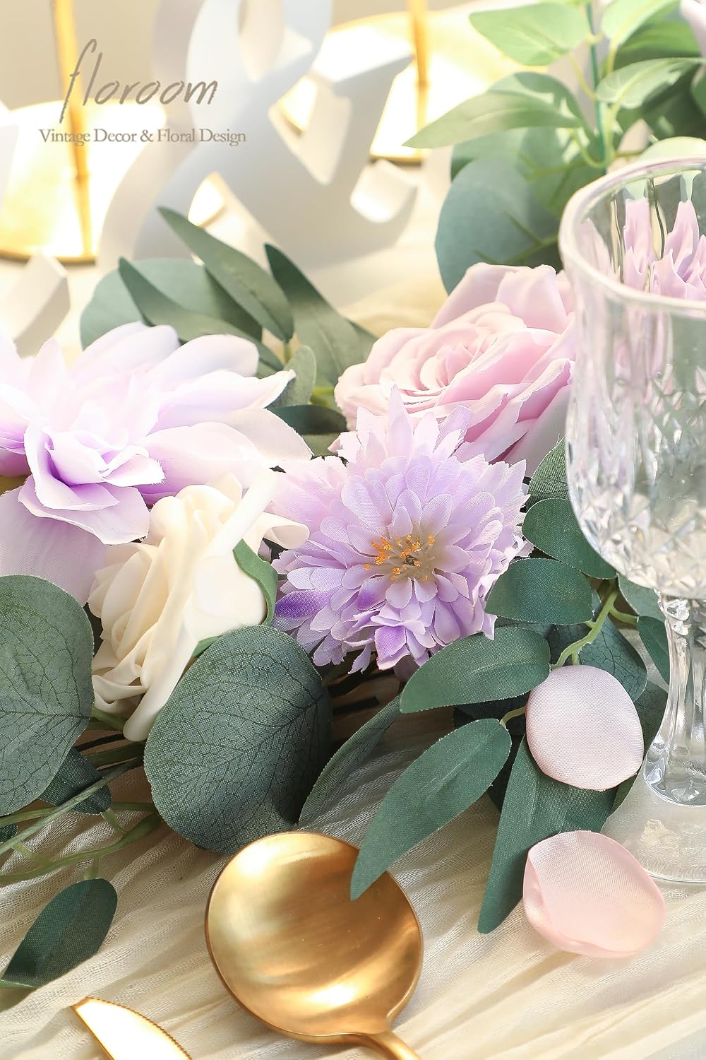 Lavender Violet Lilac Artificial Flowers Fake Roses Peonies Dahlias Greenery Combo Box Set for DIY Purple Wedding Bouquets Bridal Shower Centerpieces Floral Arrangements Party Table Decoration