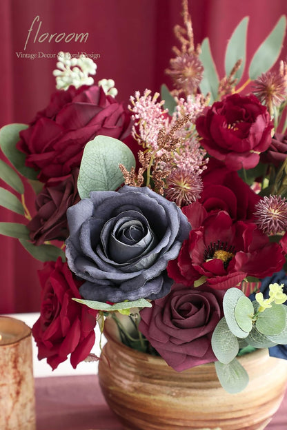 Lavender Violet Lilac Artificial Flowers Fake Roses Peonies Dahlias Greenery Combo Box Set for DIY Purple Wedding Bouquets Bridal Shower Centerpieces Floral Arrangements Party Table Decoration