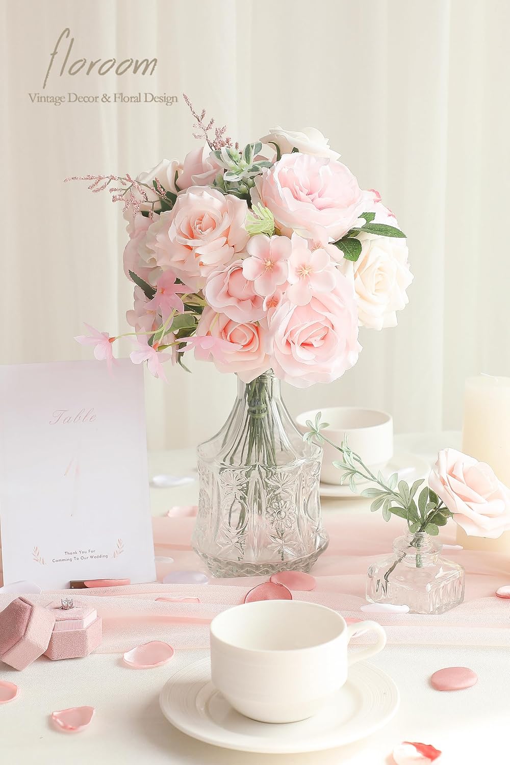 Lavender Violet Lilac Artificial Flowers Fake Roses Peonies Dahlias Greenery Combo Box Set for DIY Purple Wedding Bouquets Bridal Shower Centerpieces Floral Arrangements Party Table Decoration