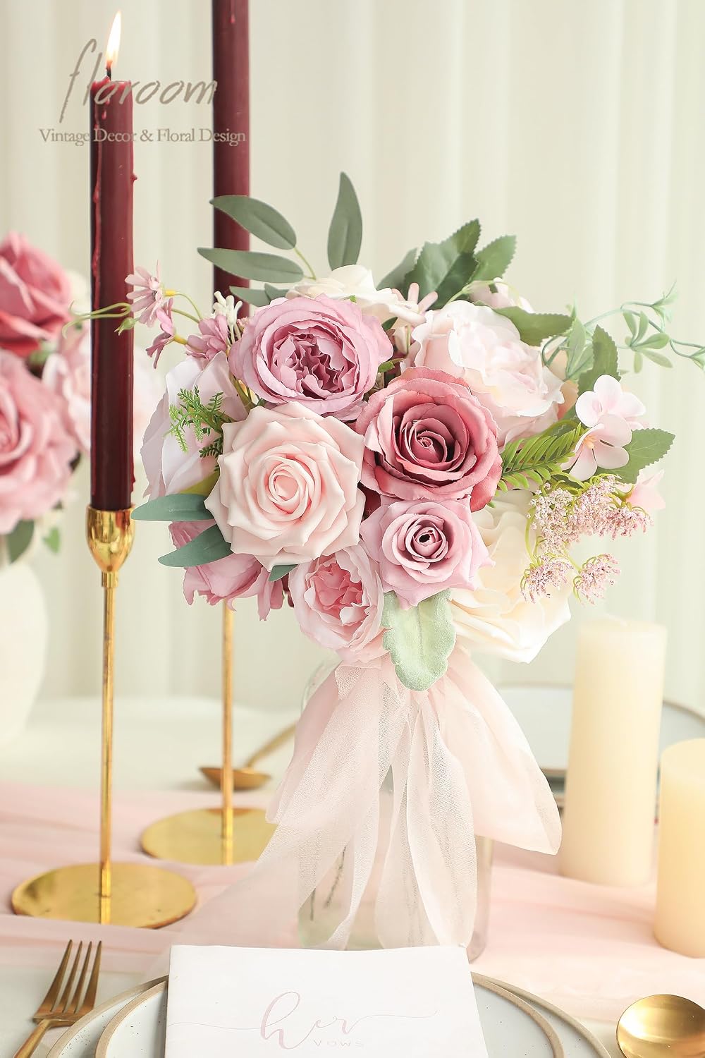 Lavender Violet Lilac Artificial Flowers Fake Roses Peonies Dahlias Greenery Combo Box Set for DIY Purple Wedding Bouquets Bridal Shower Centerpieces Floral Arrangements Party Table Decoration