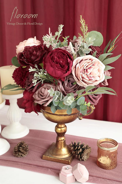 Lavender Violet Lilac Artificial Flowers Fake Roses Peonies Dahlias Greenery Combo Box Set for DIY Purple Wedding Bouquets Bridal Shower Centerpieces Floral Arrangements Party Table Decoration