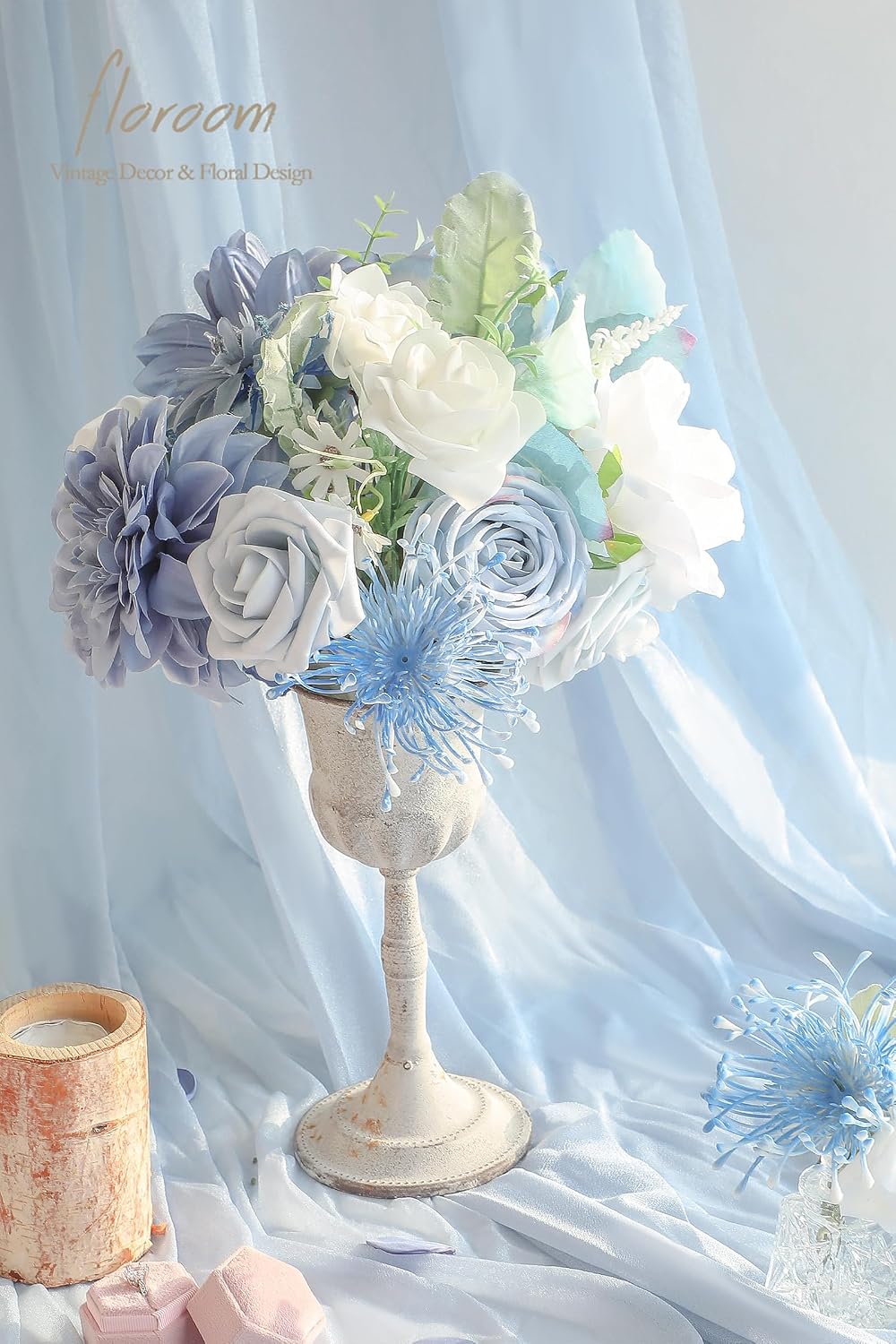 Lavender Violet Lilac Artificial Flowers Fake Roses Peonies Dahlias Greenery Combo Box Set for DIY Purple Wedding Bouquets Bridal Shower Centerpieces Floral Arrangements Party Table Decoration