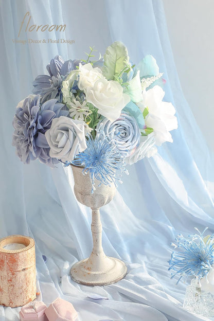 Lavender Violet Lilac Artificial Flowers Fake Roses Peonies Dahlias Greenery Combo Box Set for DIY Purple Wedding Bouquets Bridal Shower Centerpieces Floral Arrangements Party Table Decoration