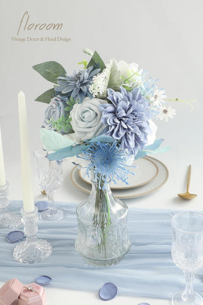 Lavender Violet Lilac Artificial Flowers Fake Roses Peonies Dahlias Greenery Combo Box Set for DIY Purple Wedding Bouquets Bridal Shower Centerpieces Floral Arrangements Party Table Decoration