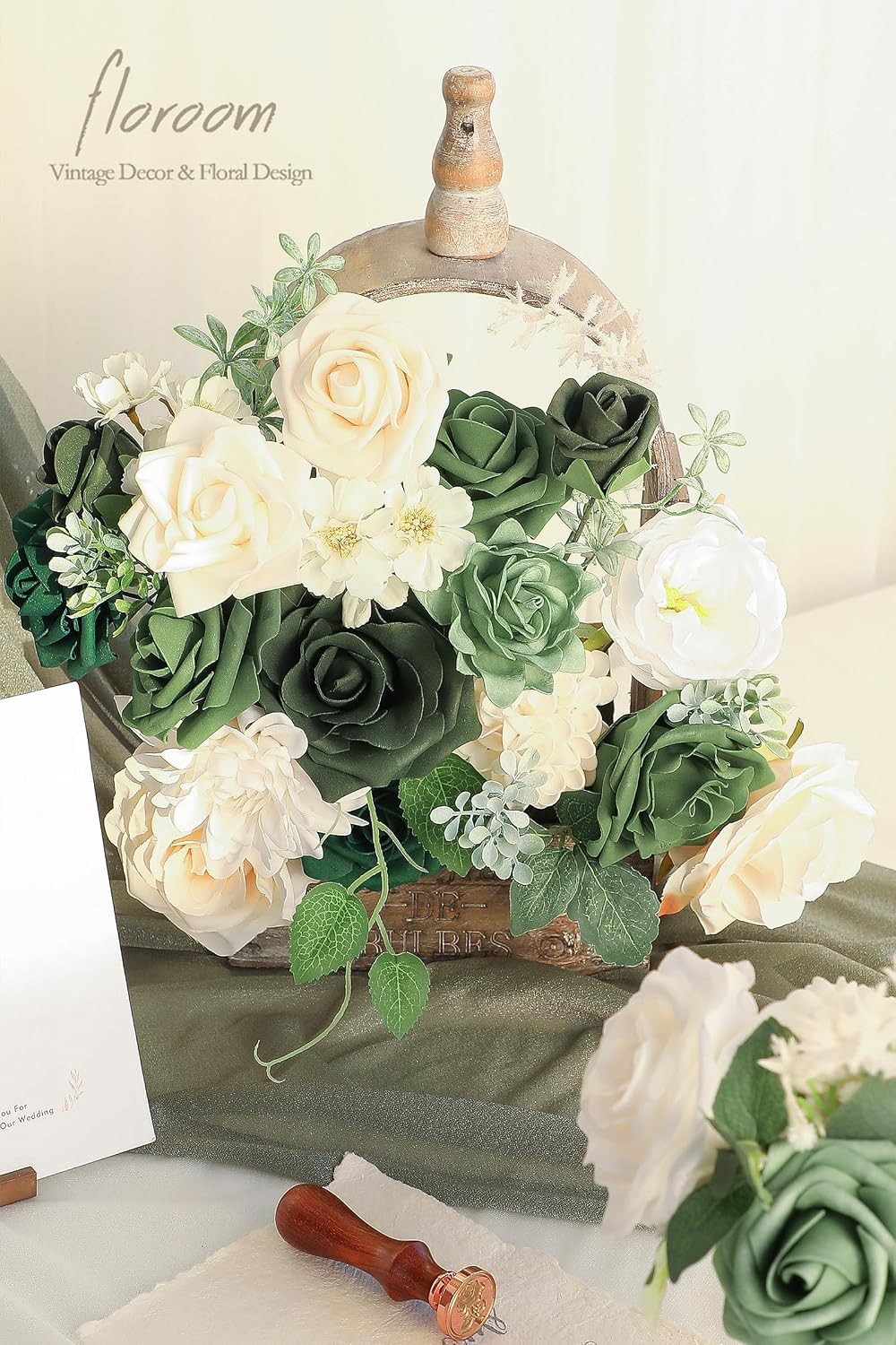 Lavender Violet Lilac Artificial Flowers Fake Roses Peonies Dahlias Greenery Combo Box Set for DIY Purple Wedding Bouquets Bridal Shower Centerpieces Floral Arrangements Party Table Decoration