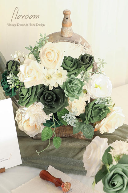 Lavender Violet Lilac Artificial Flowers Fake Roses Peonies Dahlias Greenery Combo Box Set for DIY Purple Wedding Bouquets Bridal Shower Centerpieces Floral Arrangements Party Table Decoration