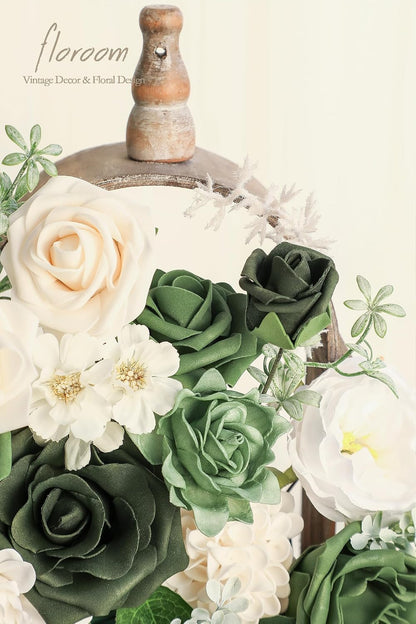 Lavender Violet Lilac Artificial Flowers Fake Roses Peonies Dahlias Greenery Combo Box Set for DIY Purple Wedding Bouquets Bridal Shower Centerpieces Floral Arrangements Party Table Decoration
