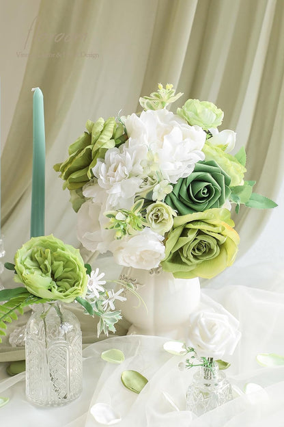 Lavender Violet Lilac Artificial Flowers Fake Roses Peonies Dahlias Greenery Combo Box Set for DIY Purple Wedding Bouquets Bridal Shower Centerpieces Floral Arrangements Party Table Decoration