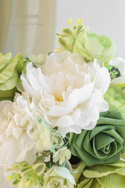 Lavender Violet Lilac Artificial Flowers Fake Roses Peonies Dahlias Greenery Combo Box Set for DIY Purple Wedding Bouquets Bridal Shower Centerpieces Floral Arrangements Party Table Decoration