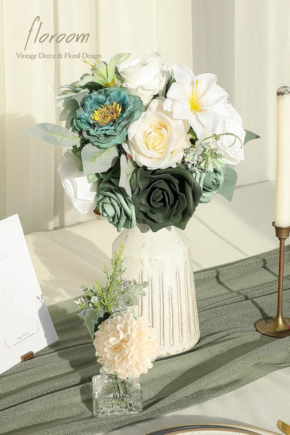 Lavender Violet Lilac Artificial Flowers Fake Roses Peonies Dahlias Greenery Combo Box Set for DIY Purple Wedding Bouquets Bridal Shower Centerpieces Floral Arrangements Party Table Decoration